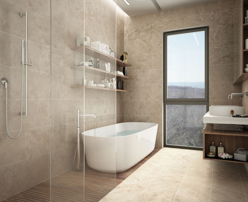 Bathroom with Natural Stone Finishes